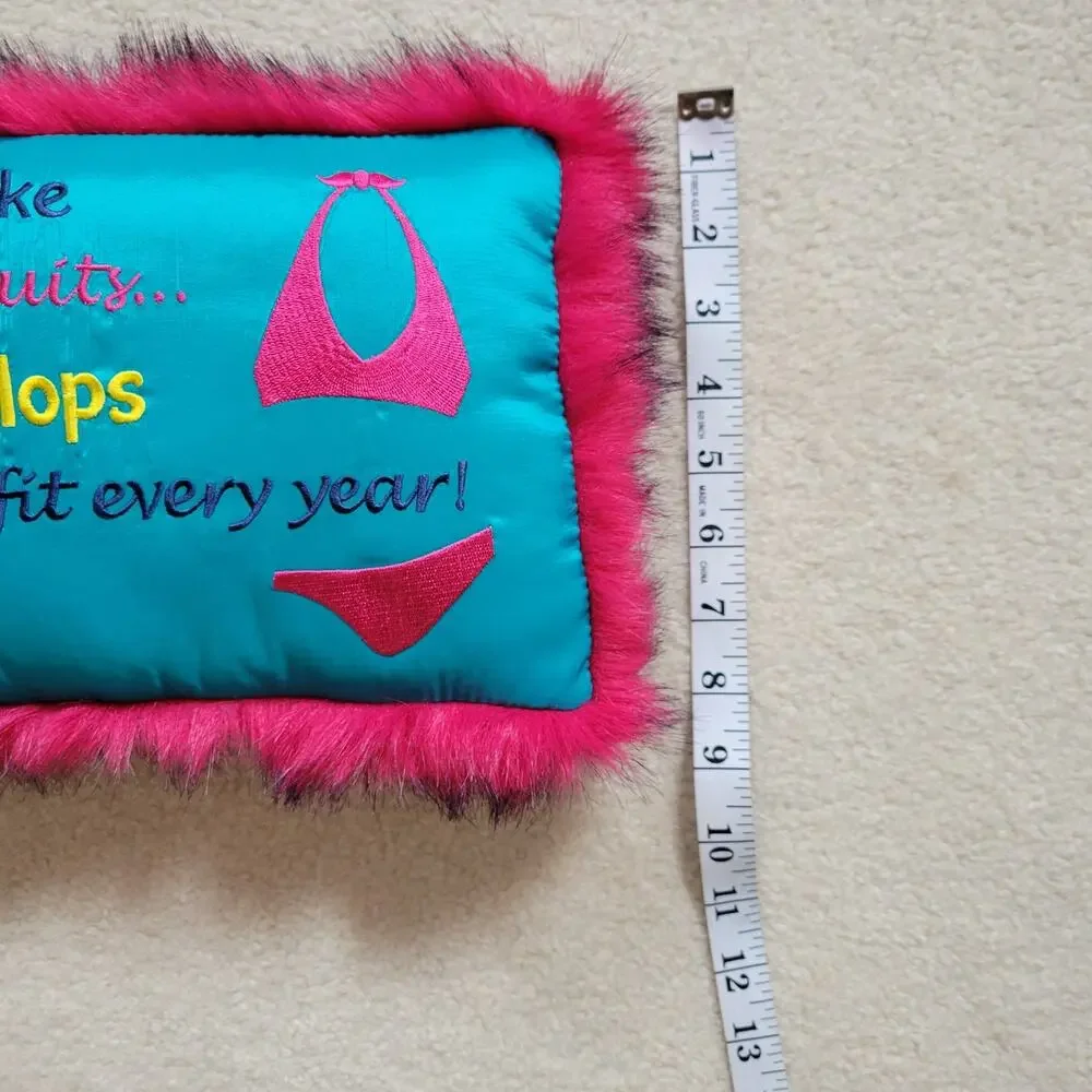 NWT C&F Enterprises Embroidered Novelty Summer Flip Flop Bikini Decor Pillow